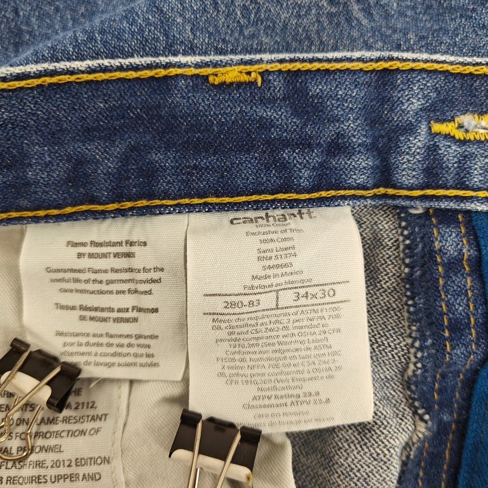 Carhartt FR Flame Resistant Work Jeans Mens 34x30 Blue Denim HRC 2 NFPA 2112 - Picture 4 of 12